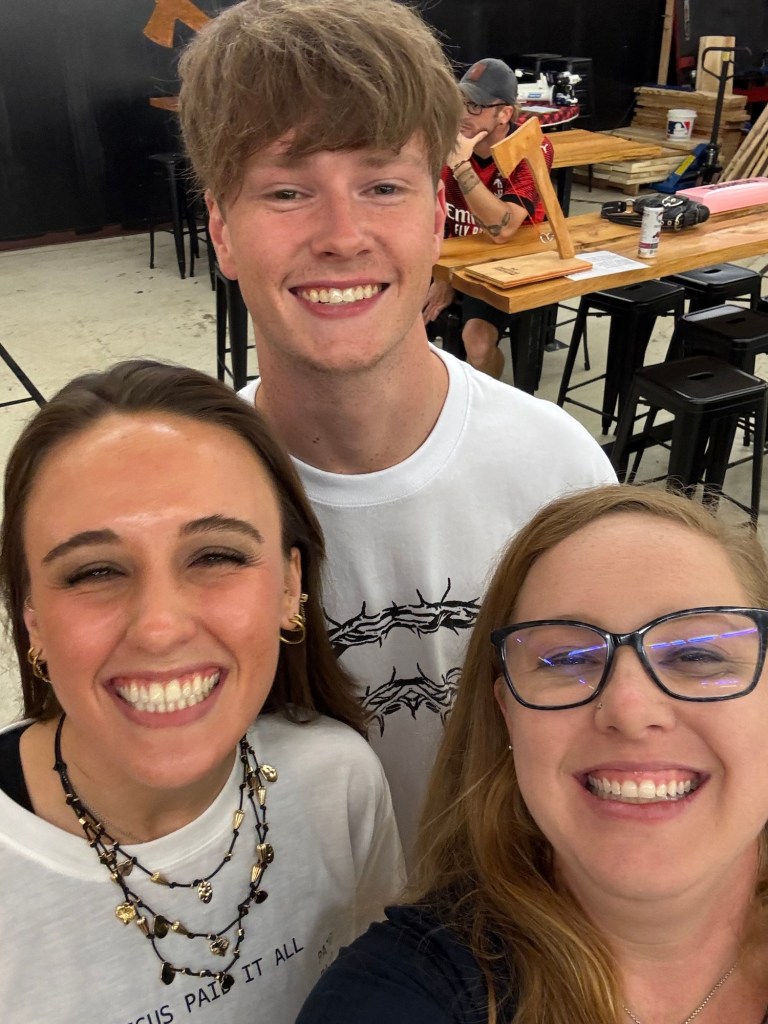Madisson, Cortin and I at Axe Throwing